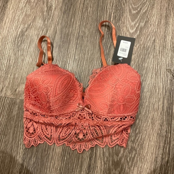 Frederick’s of Hollywood Finley Lace Bralette NWT Padded Pink - Picture 2 of 5